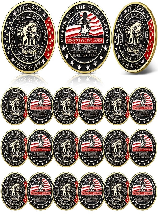 Quelay 20 Pcs Military Challenge Coins Veterans Thank You for Your Service Coins Veterans Day Gifts Military Challenge Gifts Bulk for Men Women Presents - Image 1